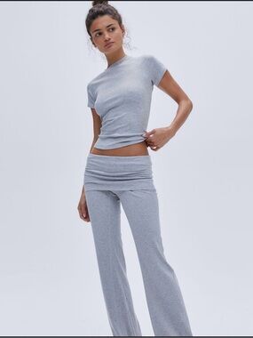 Parabola Ribbed Fold-Over Waist Lounge Pant